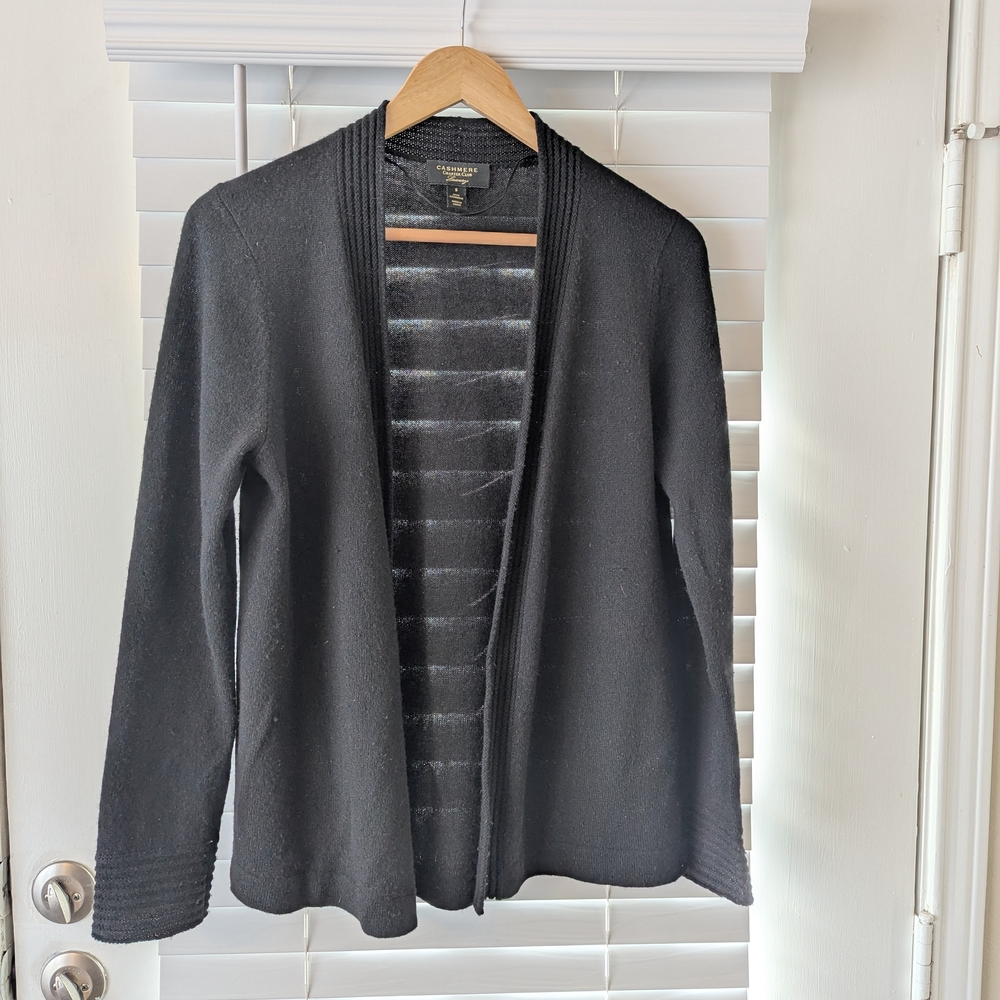 Charter Club Black Cashmere Open-Front Cardigan